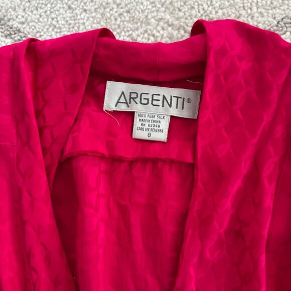Argenti Vintage 100% Silk Wrap Belted Dress Pink Fuchsia with Belt & Gold-Button - Picture 2 of 6